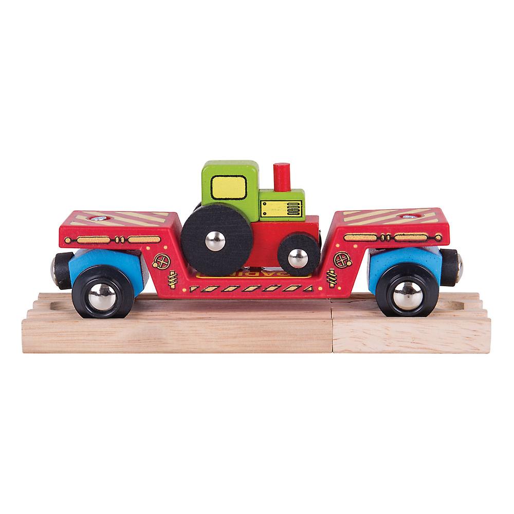 Bigjigs Rail Wooden Tractor Low Loader Engine Locomotive Train Railway