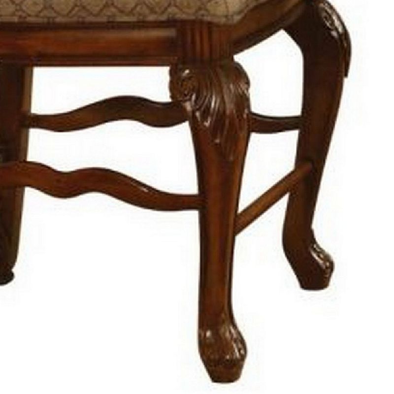 Counter Height Chair with Fabric Seat and Crown Top， Set of 2， Brown