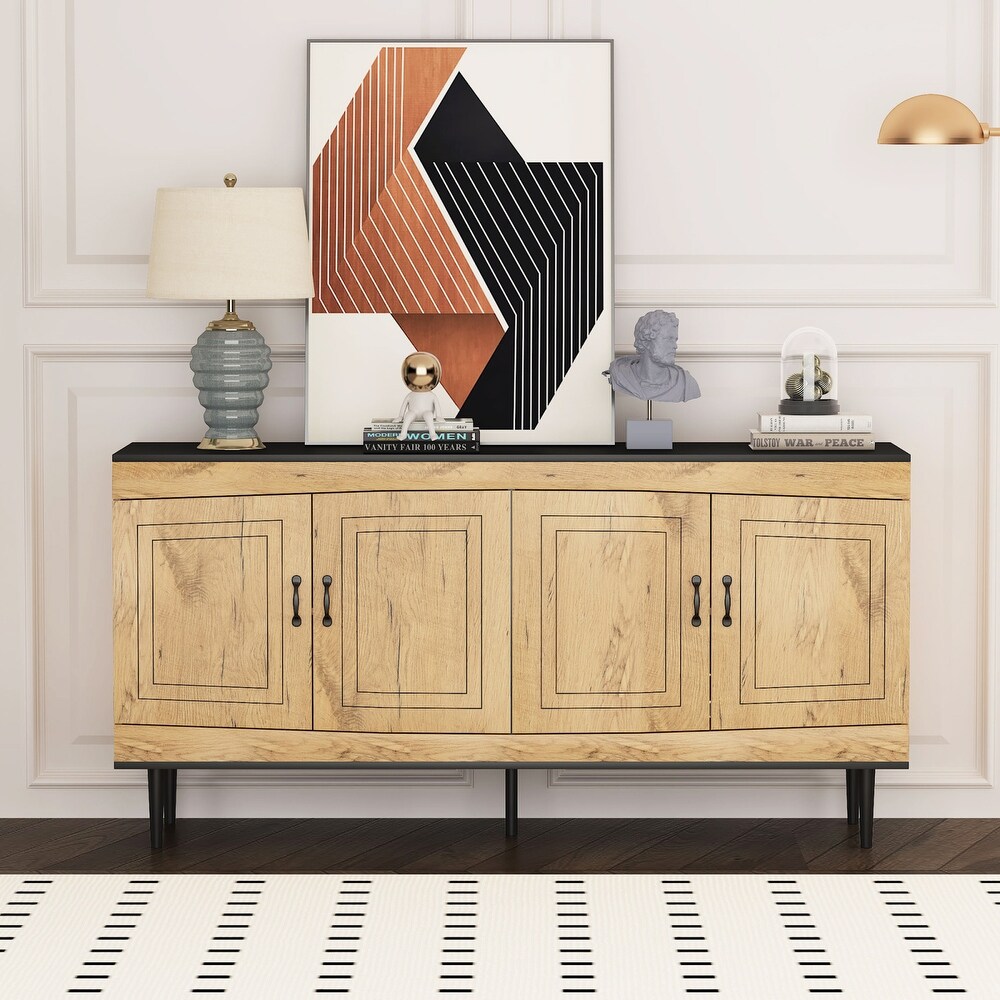 Sideboard Buffet Cabinet  Wooden Storage Cabinet with Adjustable Shelves   63.00\