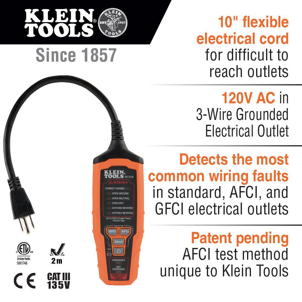 Klein Tools AFCIGFCI Outlet Tester RT310