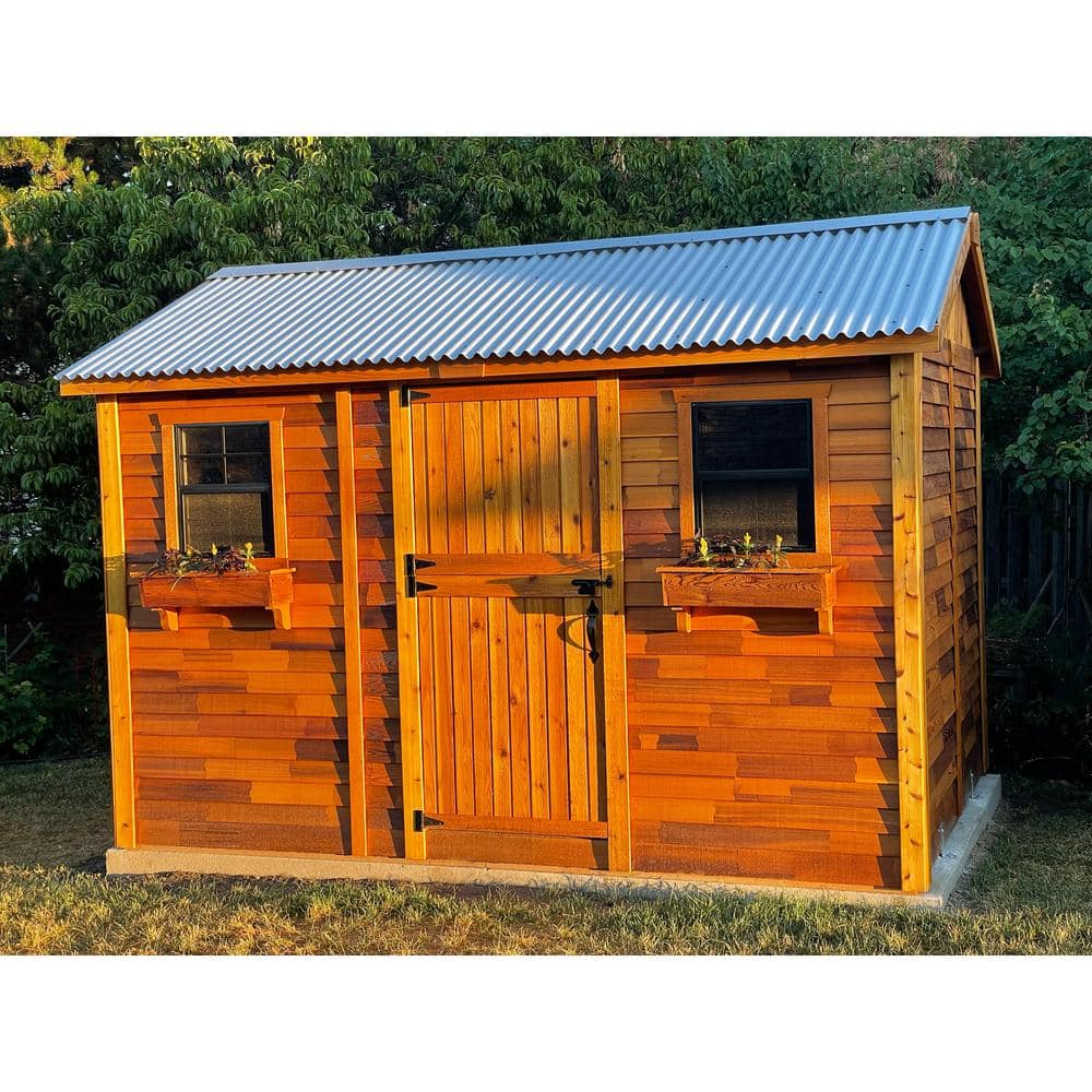 Outdoor Living Today Cabana 12 ft. W x 8 ft. D Cedar Wood Garden Shed with Metal Roof (96 sq. ft.) CB128-METAL-AK