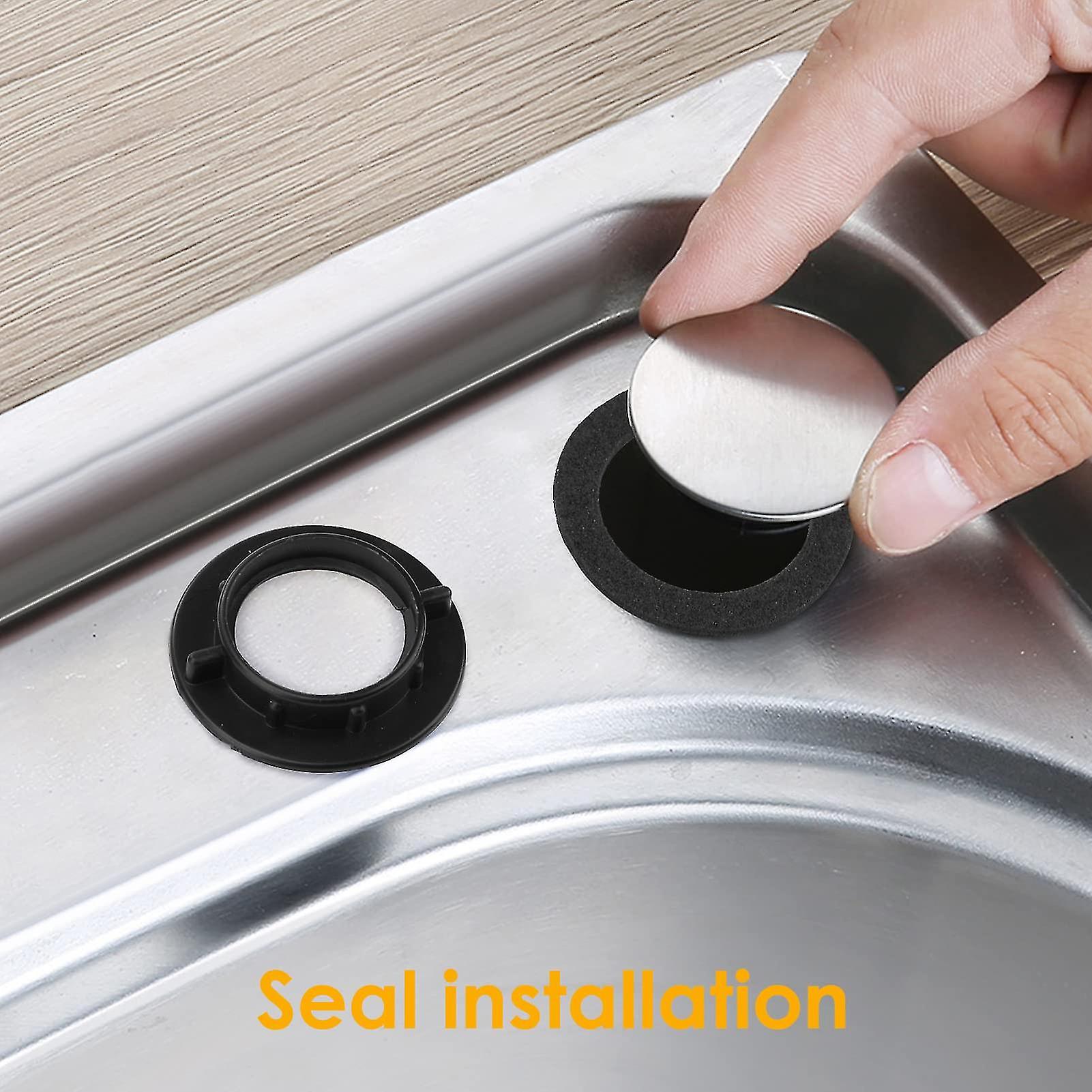 2 Pcs Sink Hole Cover Kitchen Sink Tap Hole Plate Stopper Cover 28-40mm Stainless Steel Blanking Plug Bathroom Faucet Cap Sink Overflow Accessories