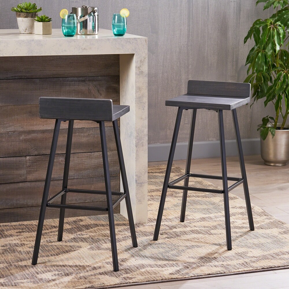 Bidwell Contemporary Indoor Acacia Wood Bar Stools (Set of 2) by Christopher Knight Home