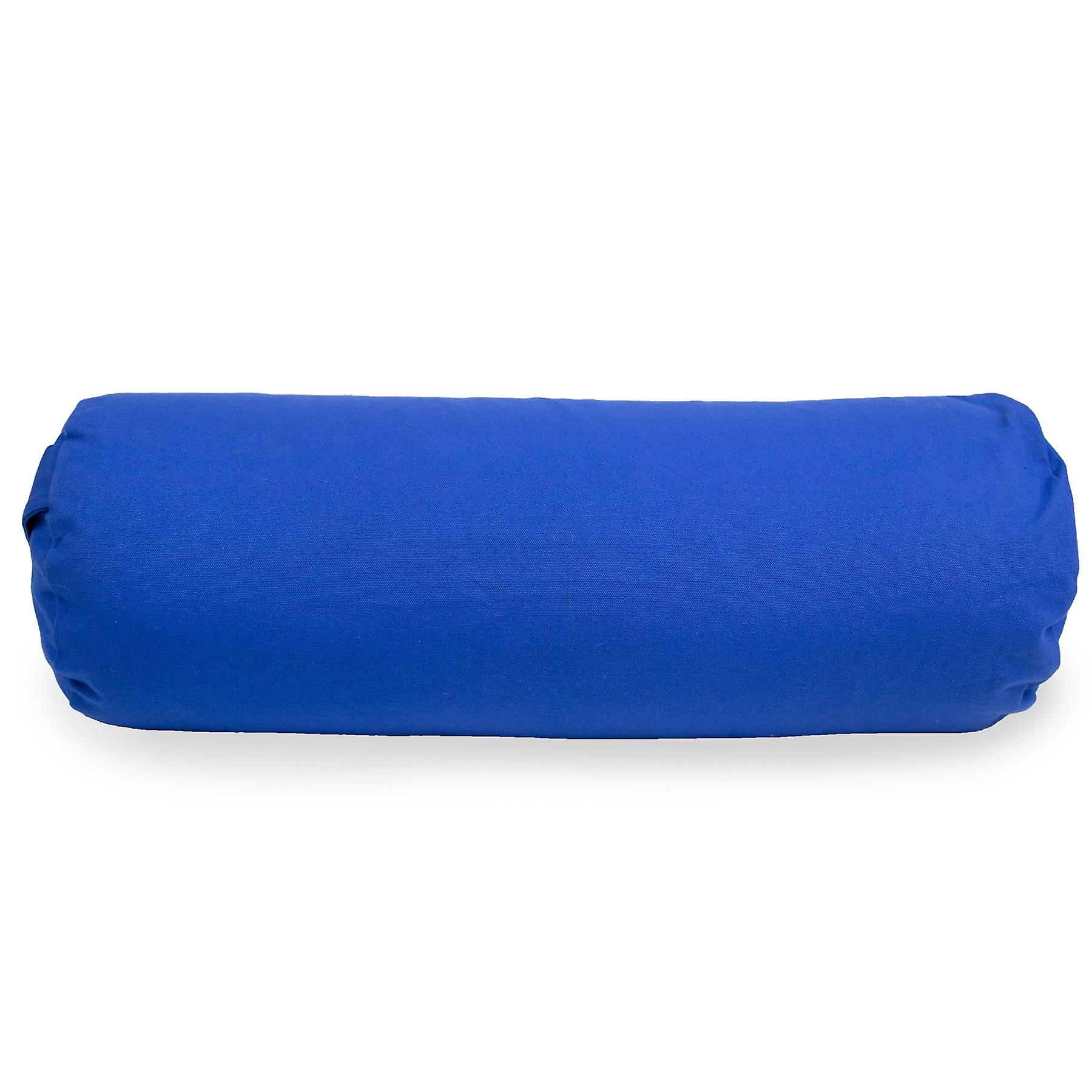 Myga Bolster Pillow - Buckwheat Support Cushion for Yoga， Pilates， Exercise and Fitness with Carry Handle - 63cm x 25cm - Blue