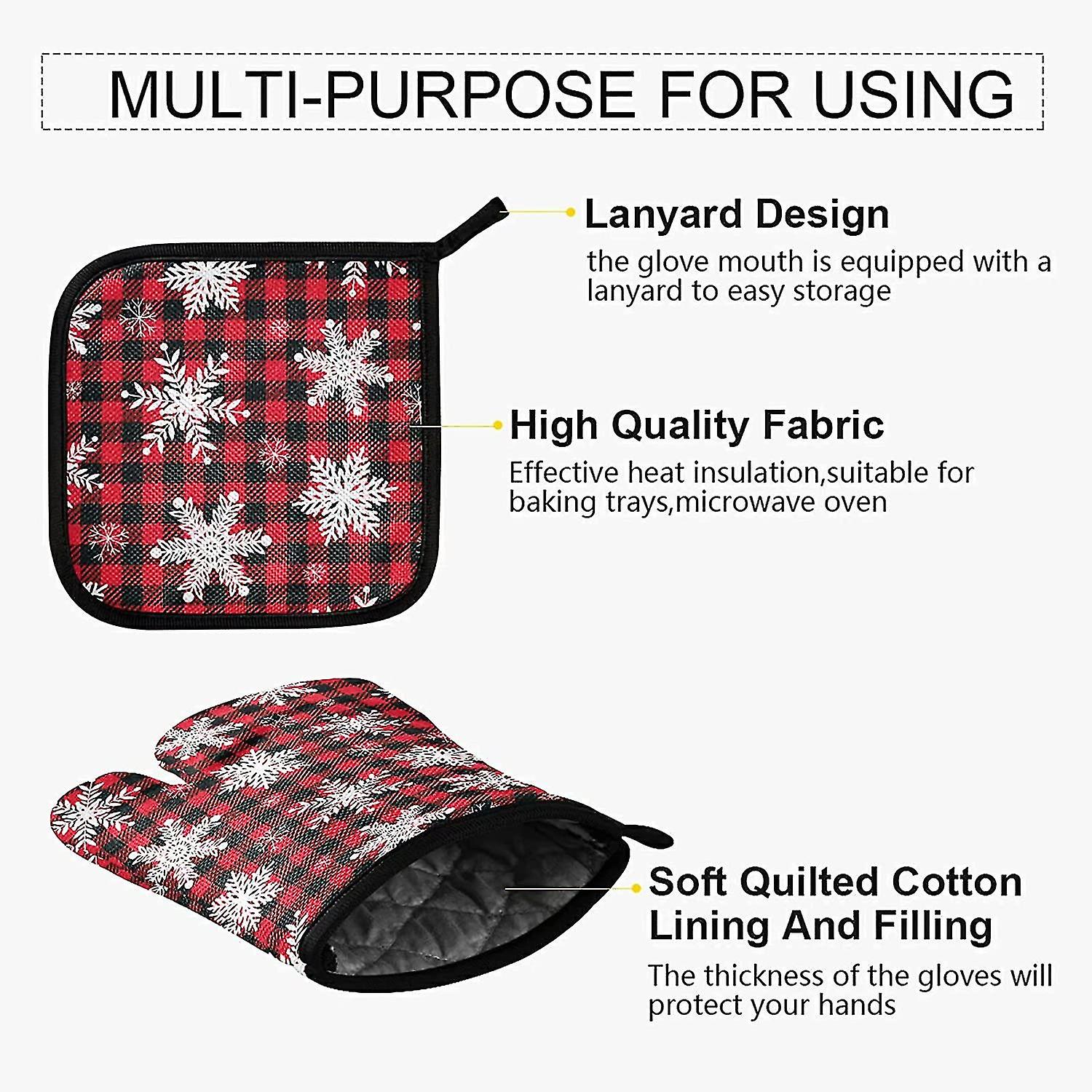 Oven Gloves And Pot Holder Set Heat Resistant Non-slip Winter Oven Gloves Heat Insulation