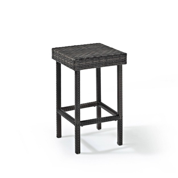 Palm Harbor Outdoor Wicker Counter Stools 2pk Uv resistant Weathered Gray Steel Frame Crosley