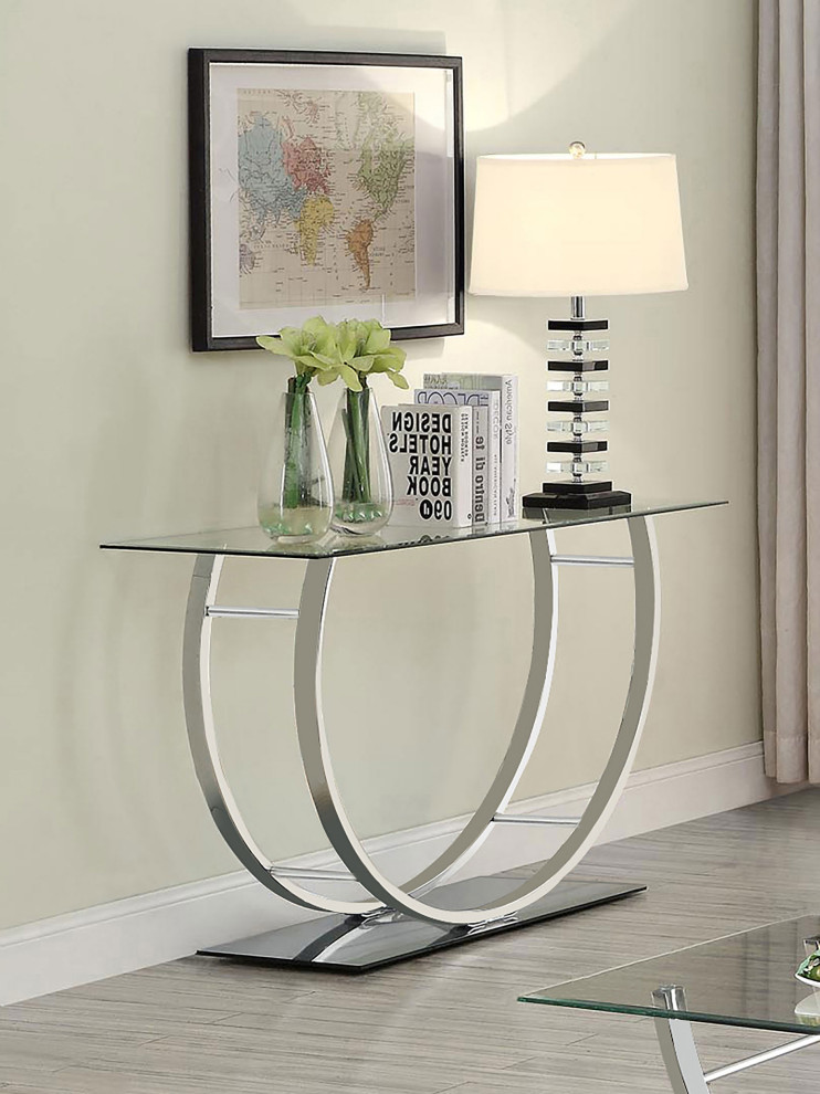 Danville U shaped Sofa Table Chrome   Modern   Console Tables   by Modon  Houzz