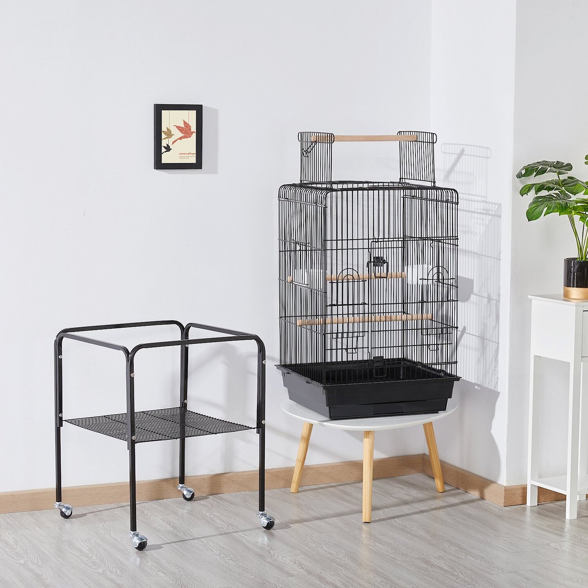 Yaheetech Play Top Detachable Rolling Stand Metal Bird Cage