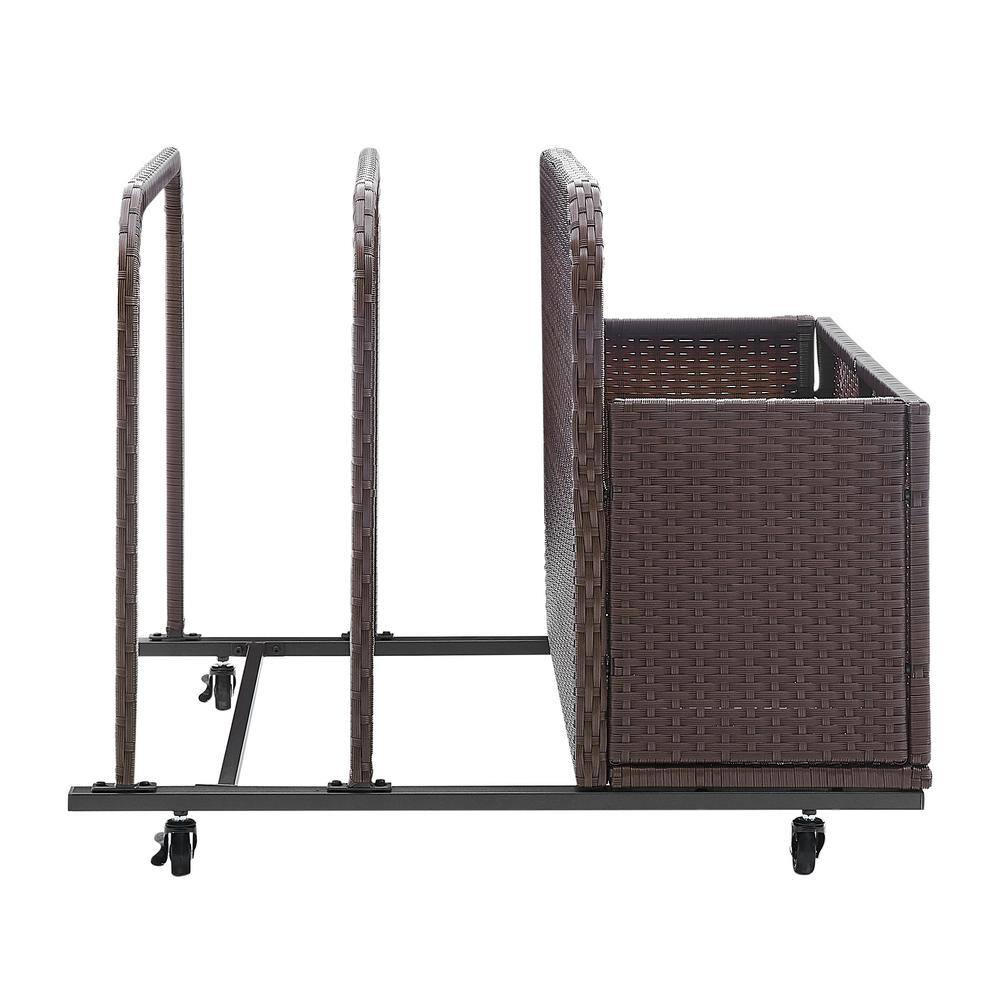 Barton 38 in. L x 44 in. W Rolling Brown Wicker Float Caddy Table Furniture Dolly Pool Toy Pool Float Cart Storage Organizer 90140