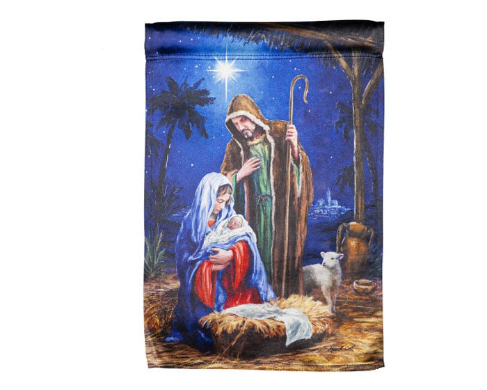 Evergreen Holy Night Nativity Lustre Garden Flag  - 14LU10602