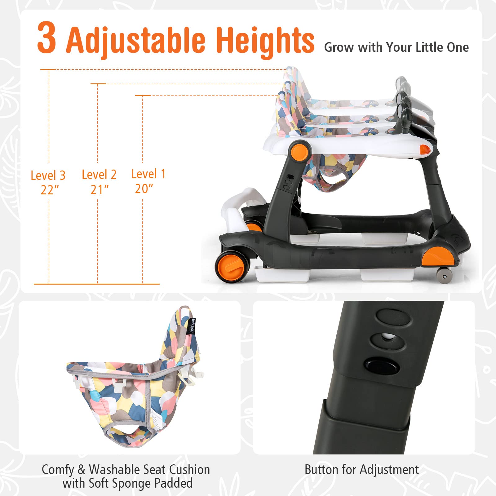 2-in-1 Foldable Baby Activity Walker with Adjustable Height & Speed