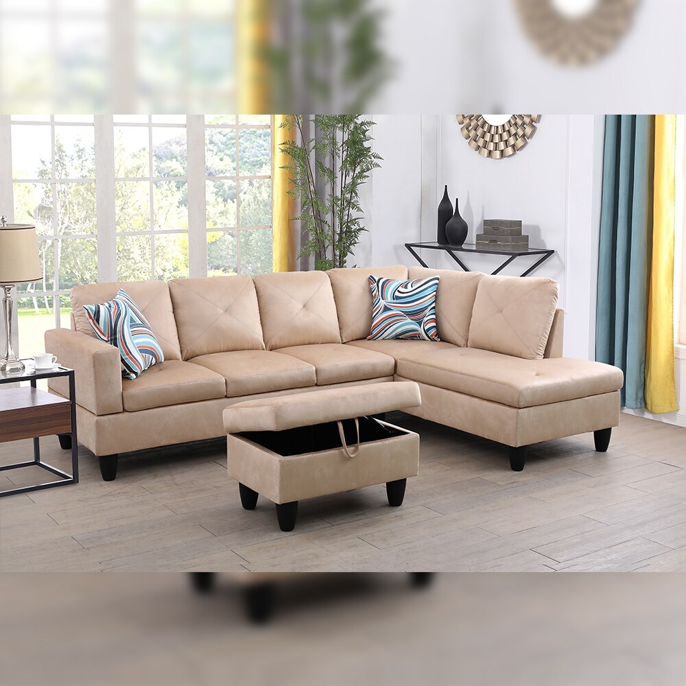 Hellen Right Facing Sectional Sofa with Ottoman