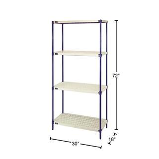 QUANTUM STORAGE SYSTEMS Blue 4-Tier Plastic Storage Shelving Unit (30 in. W x 72 in. H x 18 in. D) RPWR72-1830E