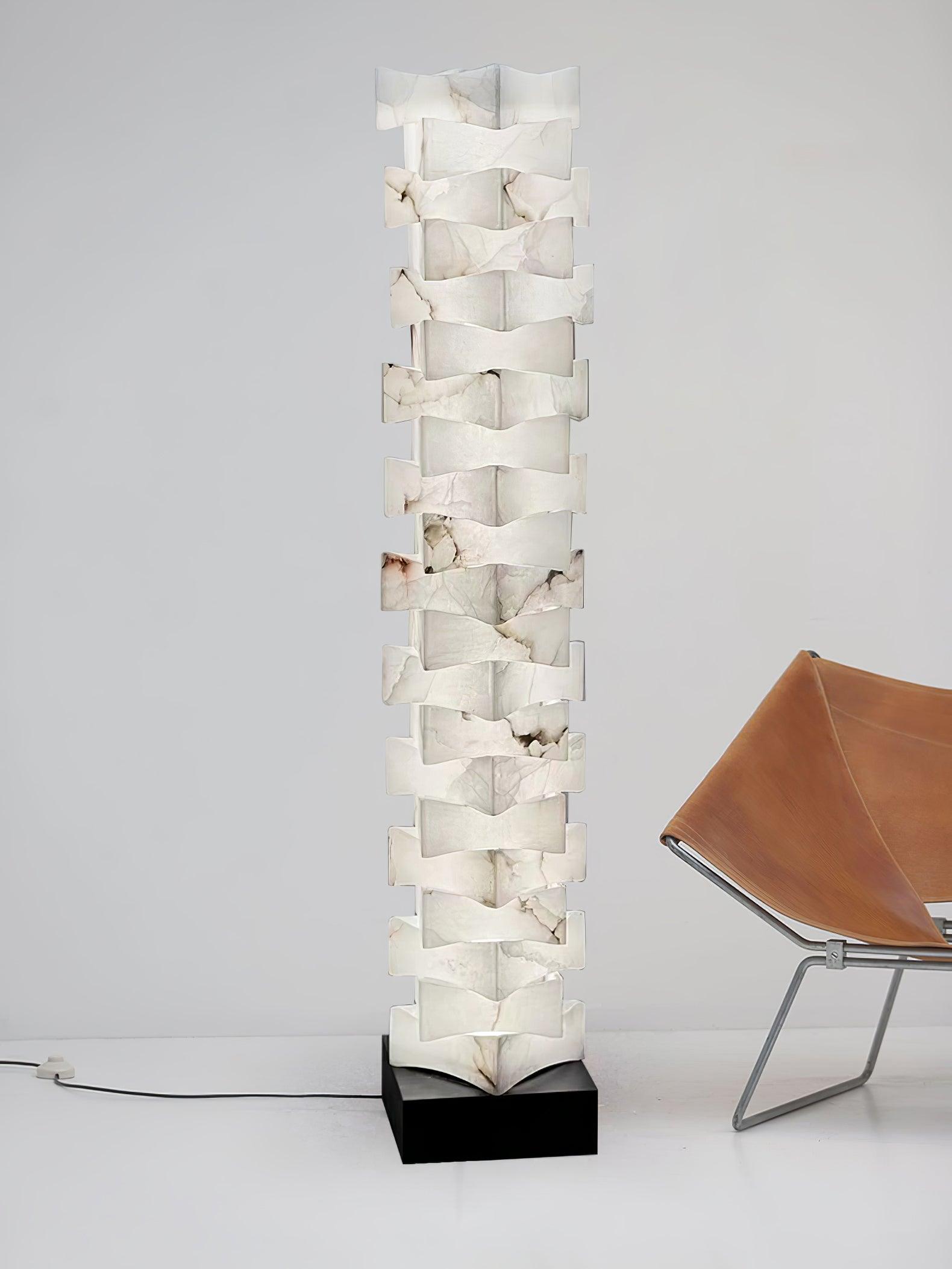 Stacked Alabaster Squares Floor Lamp