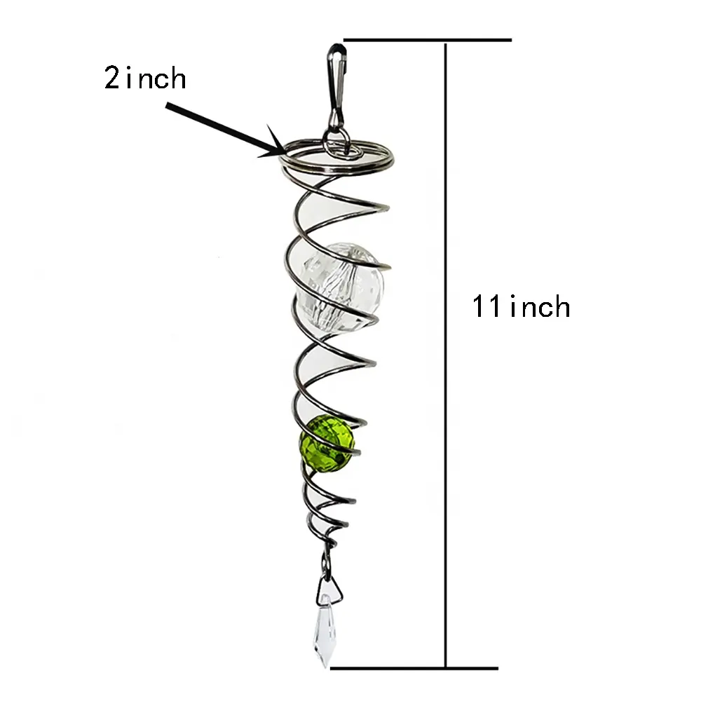 Custom Spiral Tail Stabilizer Indoor Outdoor Decoration Metal hanging wind spinner spiral Tail Twister with Swivel hook