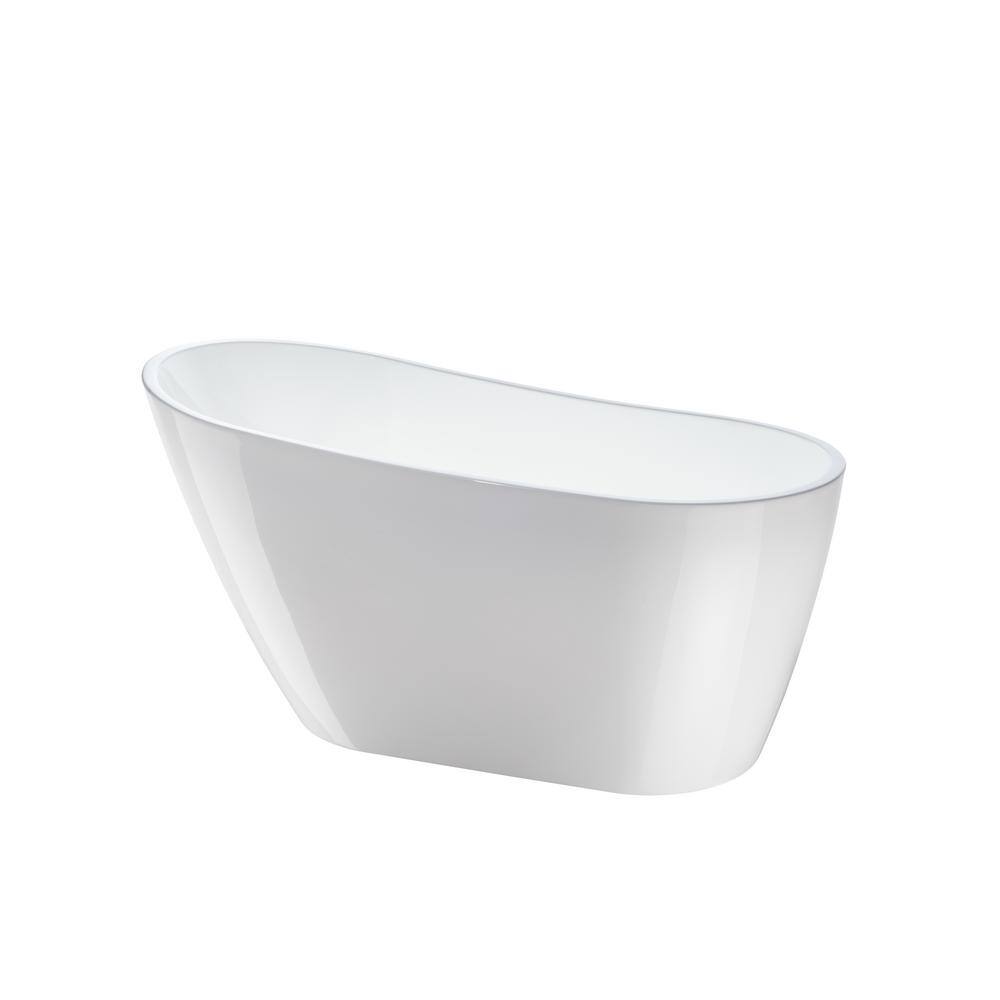 Vanity Art Bourges 55 in. x 28.3 in. Soaking Bathtub with Left Drain in WhitePolished Chrome VA6522-S