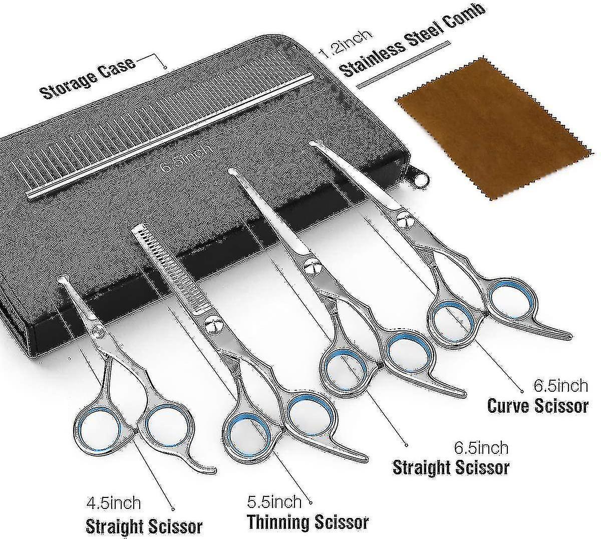 Dog Grooming Scissors Kit， Professional Safety Thinning Shears Comb