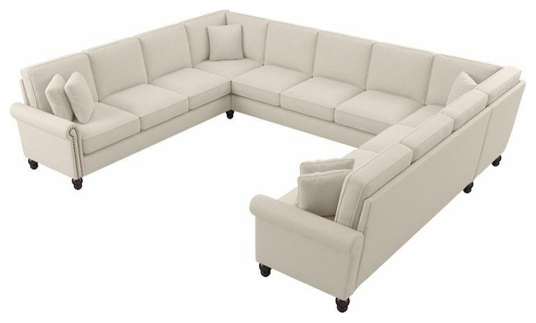 Coventry 137W U Shaped Sectional Couch in Dark Gray Microsuede   Transitional   Sectional Sofas   by Homesquare  Houzz