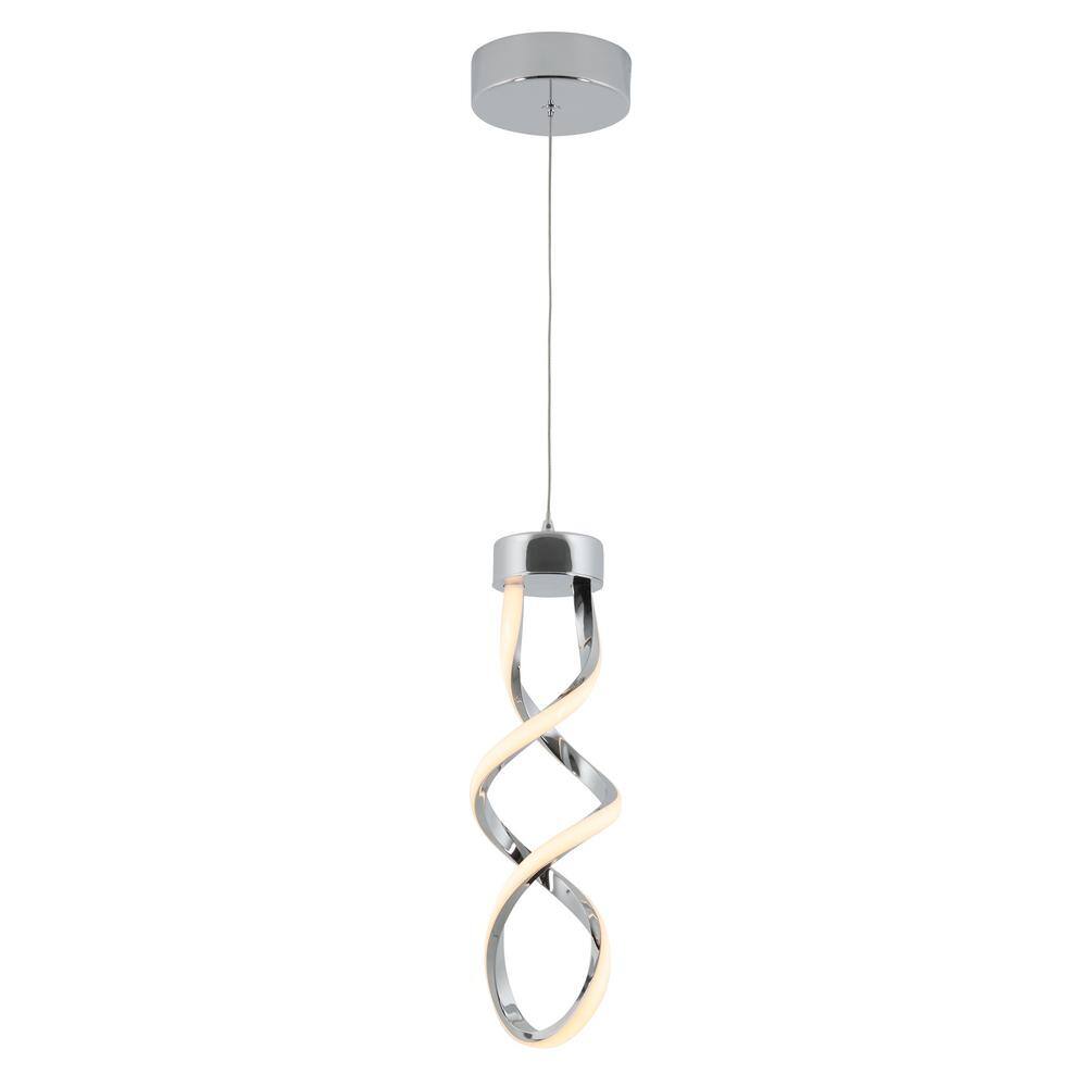 Artika Swirl 13-Watt Integrated LED Chrome Modern Hanging Mini Pendant Light Fixture for Kitchen Island or Living Room PDT1-SWR