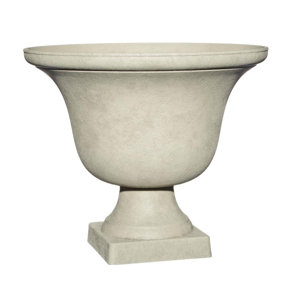 PRIVATE BRAND UNBRANDED 17.75 in. Springfield Polar White Textured Resin Urn HD1436-598R