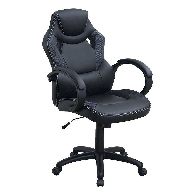 Office Chair with Curved Cut Out Padded Back， Black