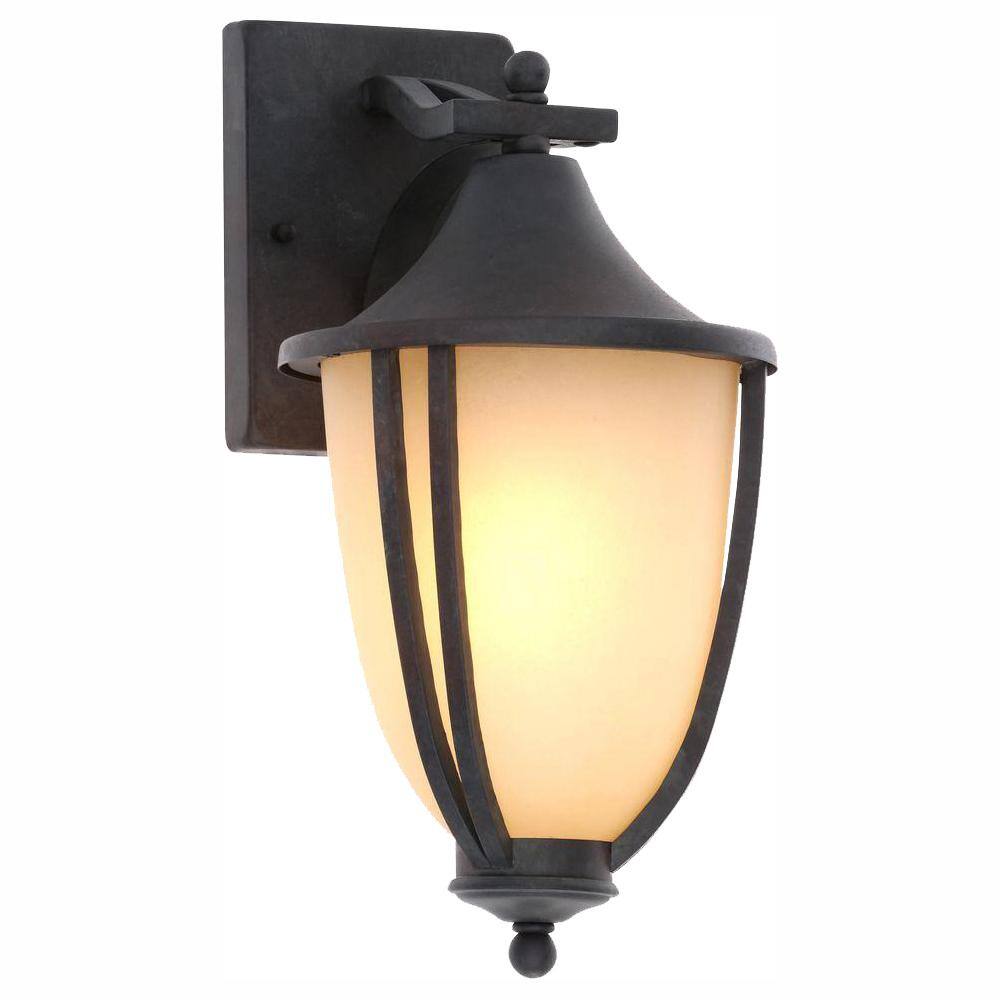 Hampton Bay 1-Light Rustic Iron Outdoor Wall-Mount Lantern Sconce (2-Pack) ESS1691M