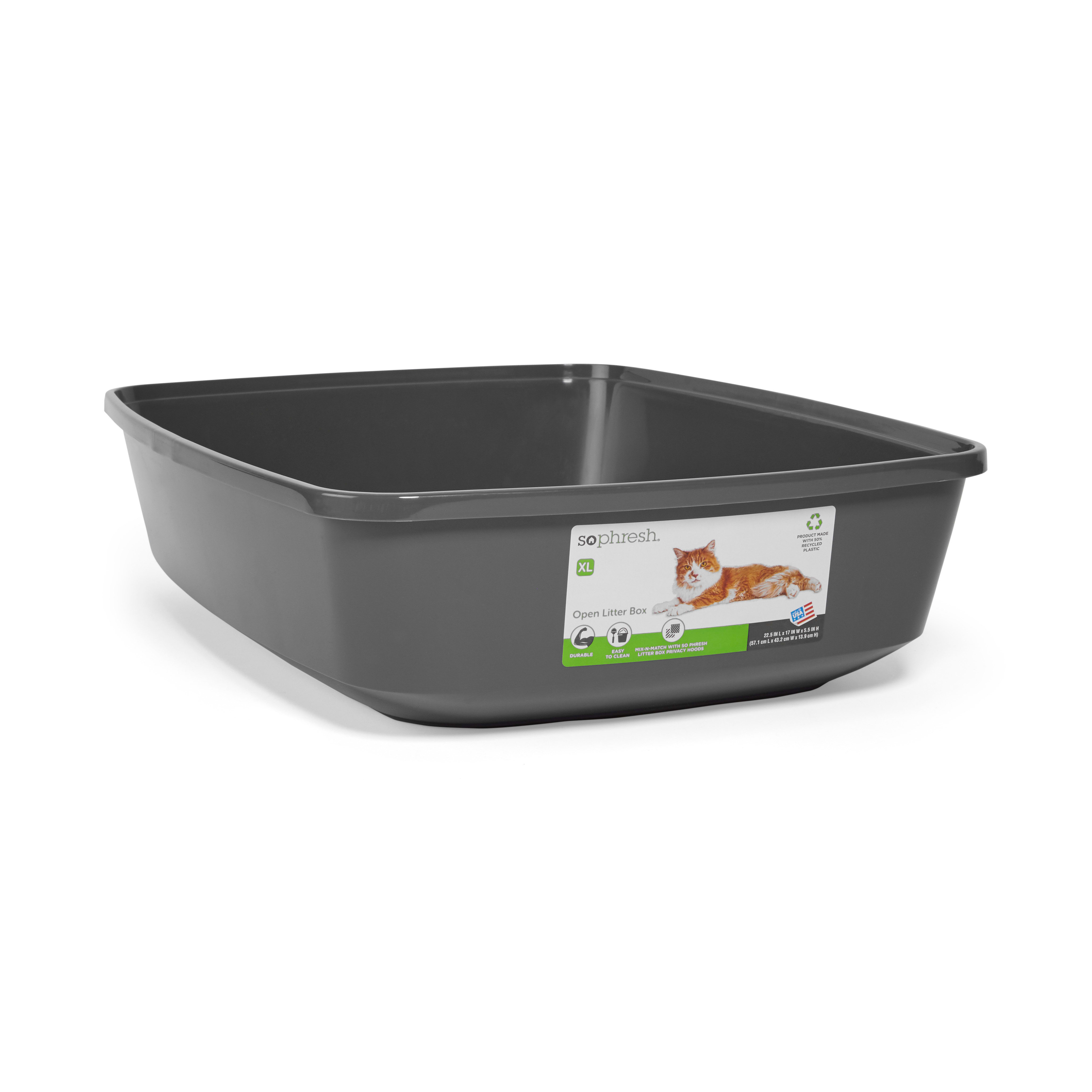 So Phresh Charcoal Open Cat Litter Box， 22.5