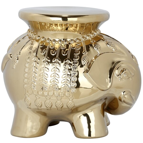 SAFAVIEH Paradise Elephant Gold Ceramic Decorative Garden Stool