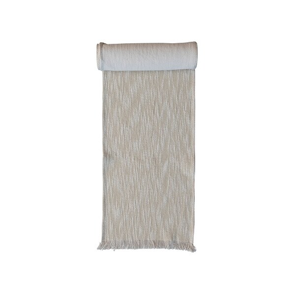 Woven Cotton Slub Table Runner with Thread and Fringe