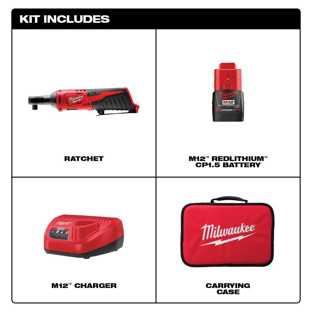 Milwaukee M12 Cordless 3/8 in. Ratchet Kit 2457-21 from Milwaukee