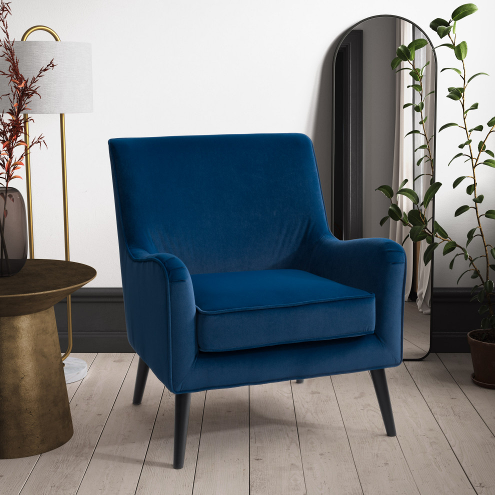 CorLiving Elwood Velvet Upholstered Modern Accent Chair   Midcentury   Armchairs And Accent Chairs   by CorLiving Distribution LLC  Houzz