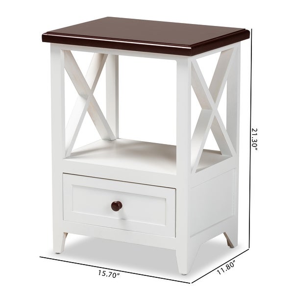 Vesta Modern and Contemporary Single Drawer Wood End table -White