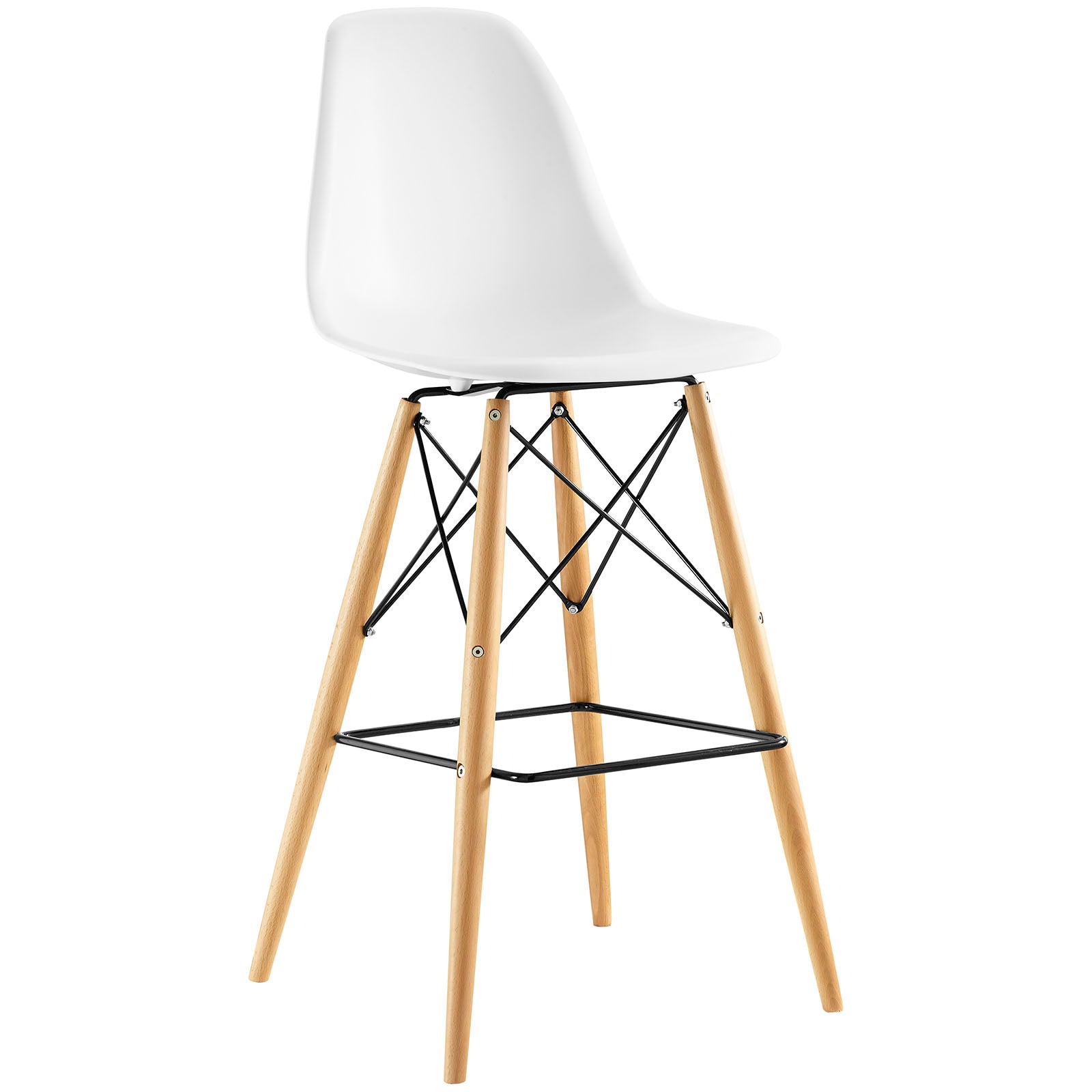 Modern Contemporary Bar Stool ， White， Plastic， Steel