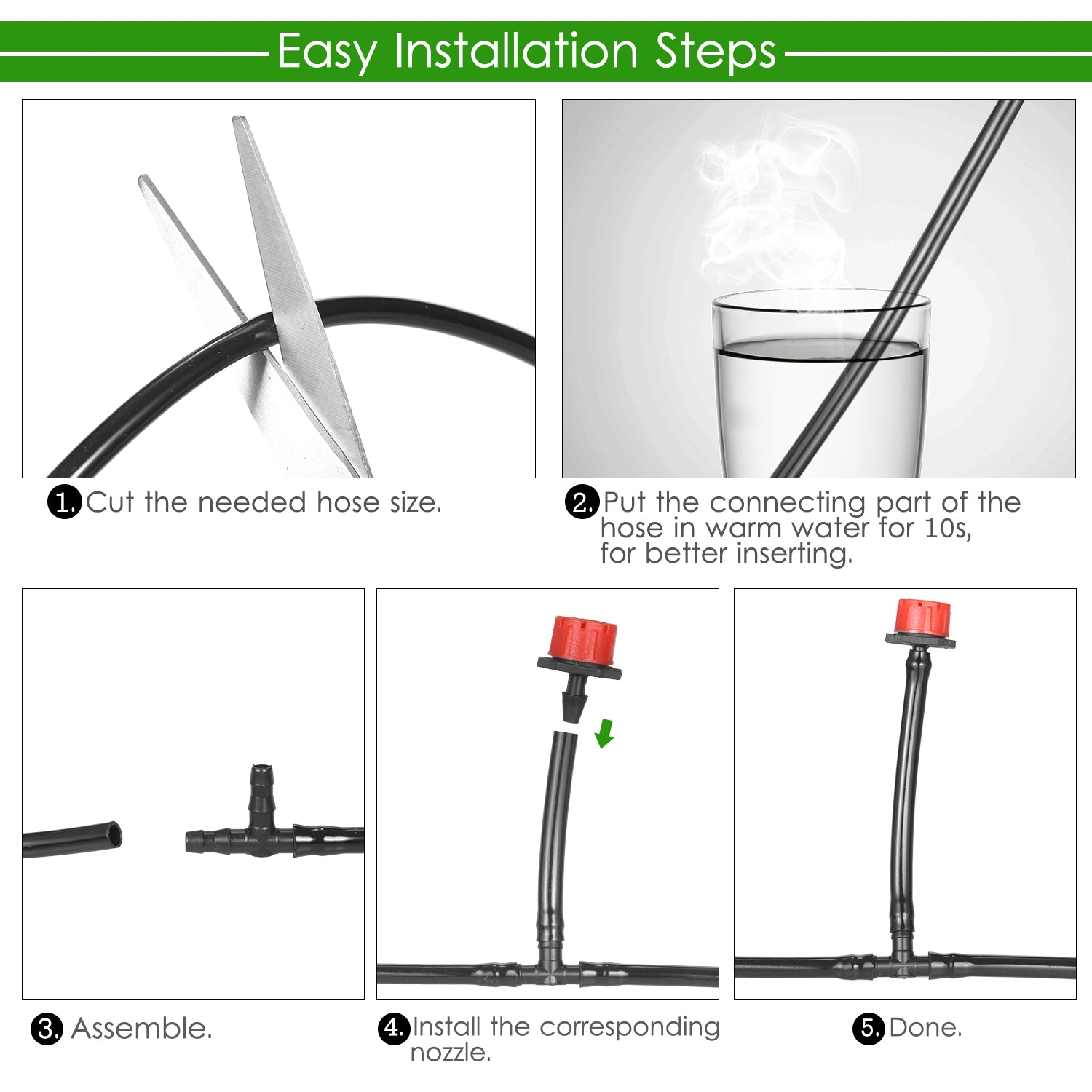 Ametoys Plant Watering Drip Irrigation Kit DIY Watering System with Nozzles Misters Drippers 40 Meters Tubing for Garden Lawn Patio