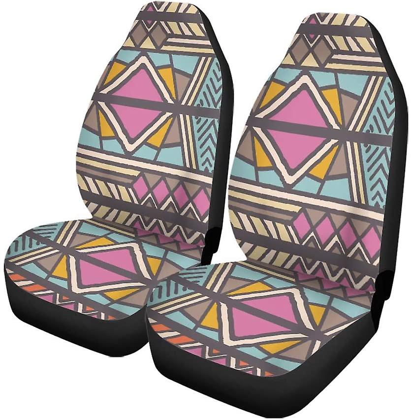 Set Of 2 Car Seat Covers Color Irregular Graphics Universal Auto Front Seats Protector Fits For Car，suv Sedan，truck D---71692