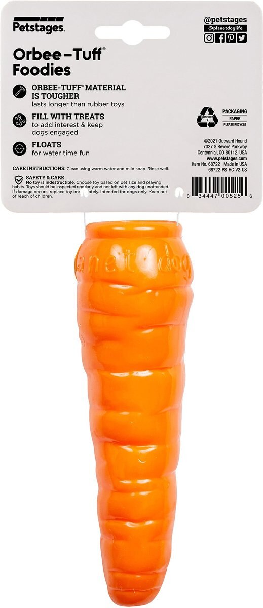 Planet Dog Orbee-Tuff Carrot Treat Dispensing Tough Dog Chew Toy