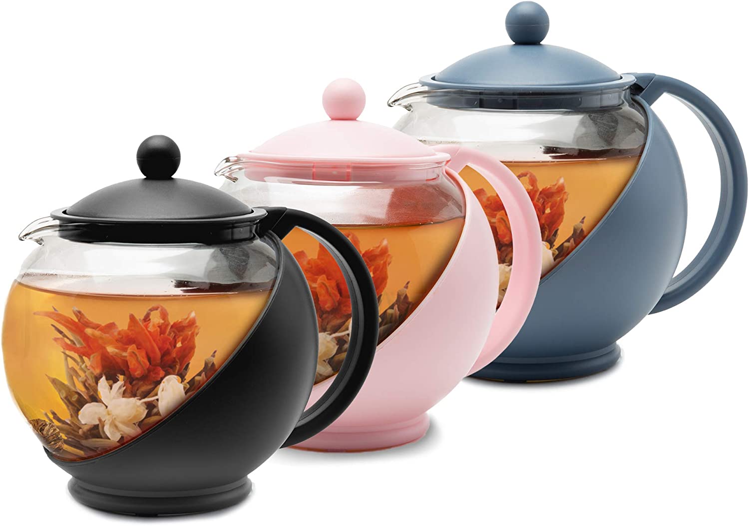 Primula Half Moon Teapot Set with 4 Tea Cups, Removable Stainless Steel Filter and Infuser, Glass Tea Maker, Filter, Dishwasher Safe, 40-Ounce, Tea Gift Set, Tea Set for Service of 4 Adults