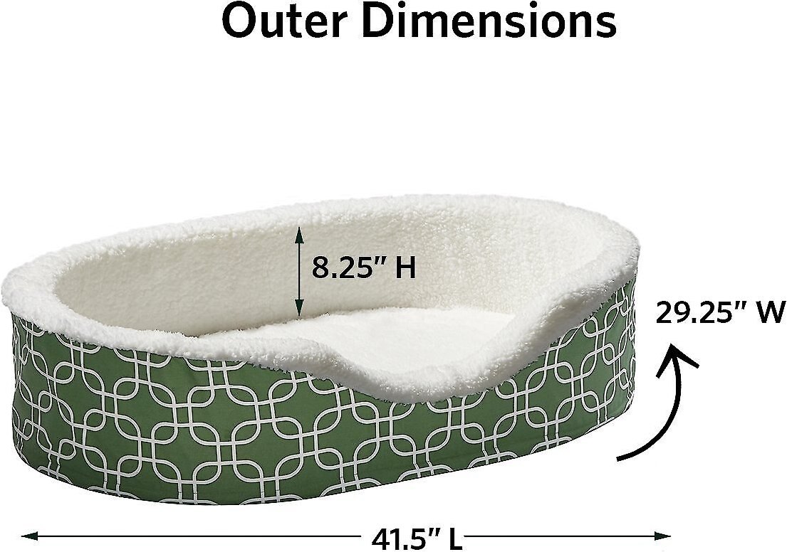 MidWest QuietTime Defender Orthopedic Bolster Cat and Dog Bed w/ Removable Cover， Green