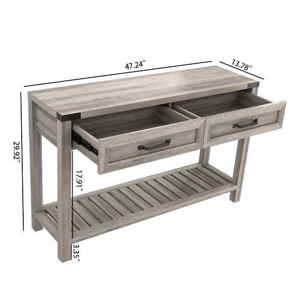 47 Inch Wide Console Table With Drawers And Shelf For Living Room， Entrance