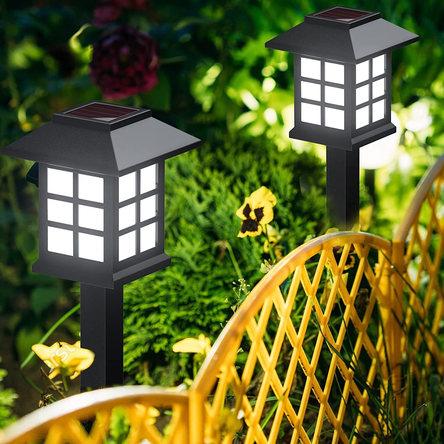 Solar Pathway Lights Outdoor，Solar Lights Waterproof 6 Pack， Automatic， LED， Energy Saving， Weather Resistant， Stake Lights for Garden， Landscape， Path， Yard， Patio， Driveway or Walkway