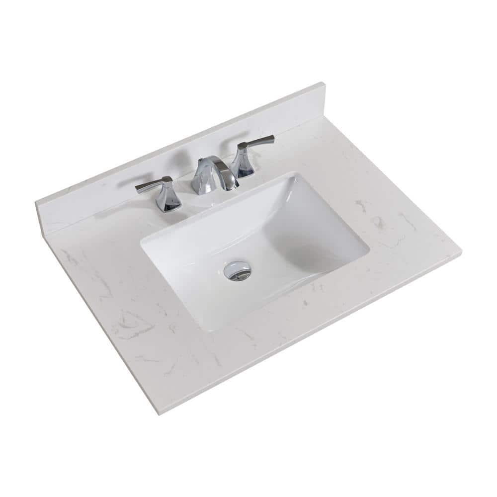 Altair 31 in W Engineered Stone Single Basin Vanity Top in Jazz White with White Basin