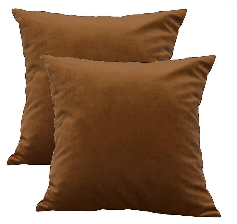 Amazon Household Items Velvet Solid Color Pillow Case Velvet Soft And Comfortable Model Room Pillow Car Cushion Cover Lightbrown 45*45cm Without Pillo