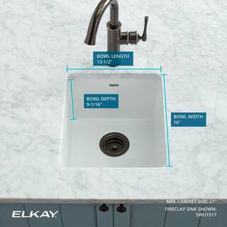 Elkay White Fireclay 16 in. Undermount Bar Sink SWU1517WH