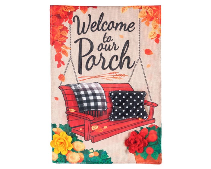 Evergreen Fall Porch Welcome Burlap Garden Flag - 14B9316