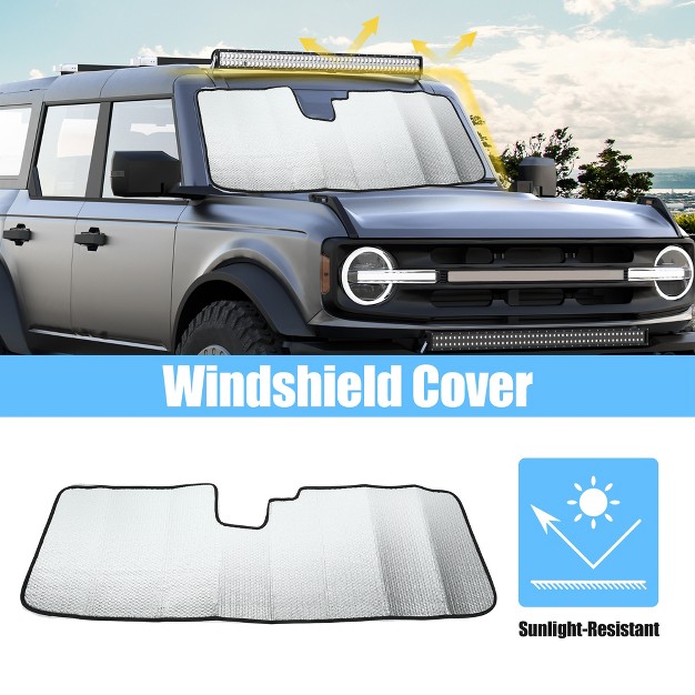 Unique Bargains Car Sun Visor Insulated Sun Shade Cover For Ford Bronco 2021 2022 Silver Tone 1 Pc