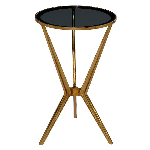 Modern Metal And Smoke Glass Accent Table Gold Olivia amp May