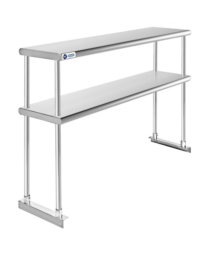 GRIDMANN NSF Commercial Stainless Steel Double Overshelf 48 x 12 for Prep and Work Table