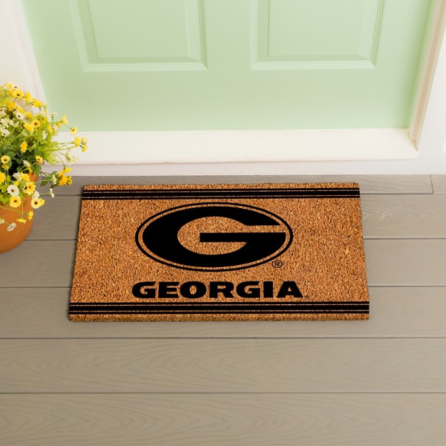 Evergreen University Of Georgia Logo Turf Mat Brown 28 X 16 Inches Indoor Outdoor Doormat