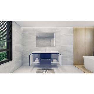 Moreno Bath Bohemia 59 in. W Bath Vanity in High Gloss Night Blue with Reinforced Acrylic Vanity Top in White with White Basin MOB60S-NB