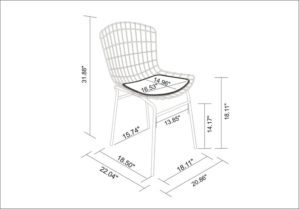 Manhattan Comfort Madeline Metal Chair  Seat Cushion   Contemporary   Dining Chairs   by Manhattan Comfort  Houzz